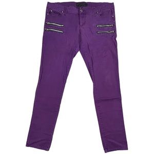 Tripp NYC size 13 purple straight leg stretchy pants with zipper accents